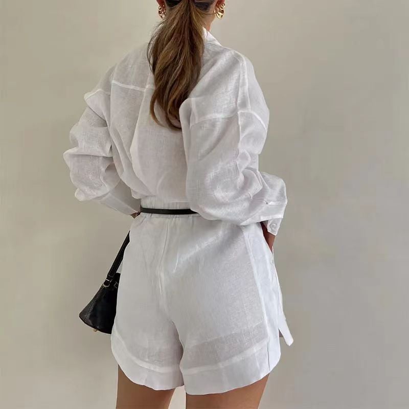 Easybreeze Linen Blend Blouse Shorts Set Product Image 06
