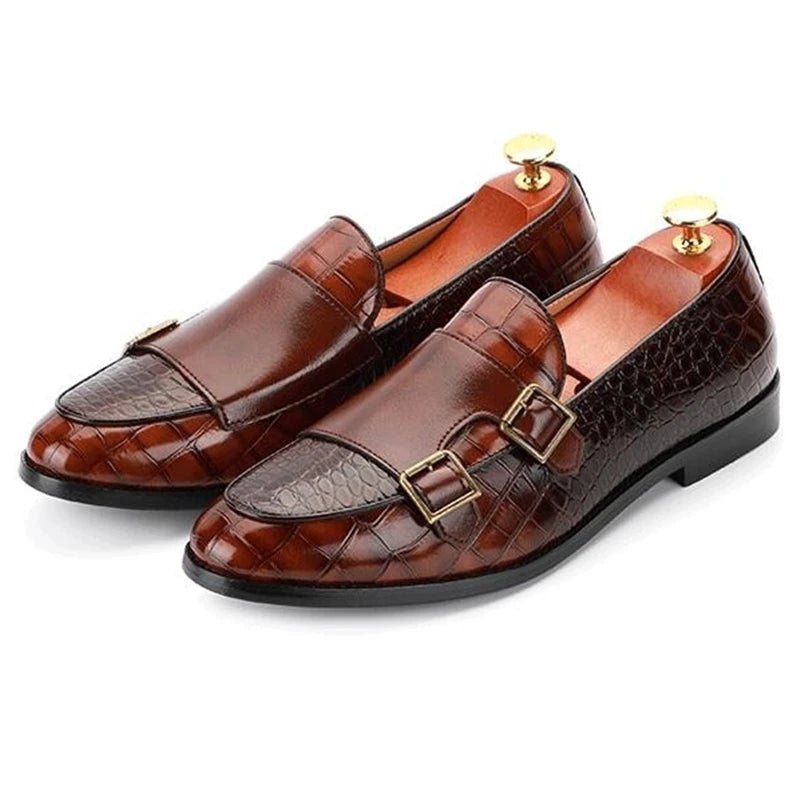 Eccelso Coccodrillo Italian Buckle Shoes (Brown 6) - | Zavonix