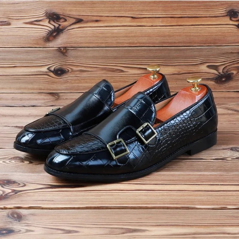Eccelso Coccodrillo Italian Buckle Shoes (Brown 6) - | Zavonix