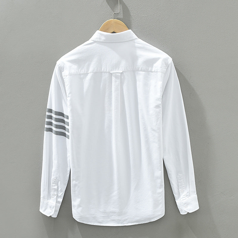 Liora Linen Shirt — Lightweight Breathable Shirt with Tonal Stripe Sleeves