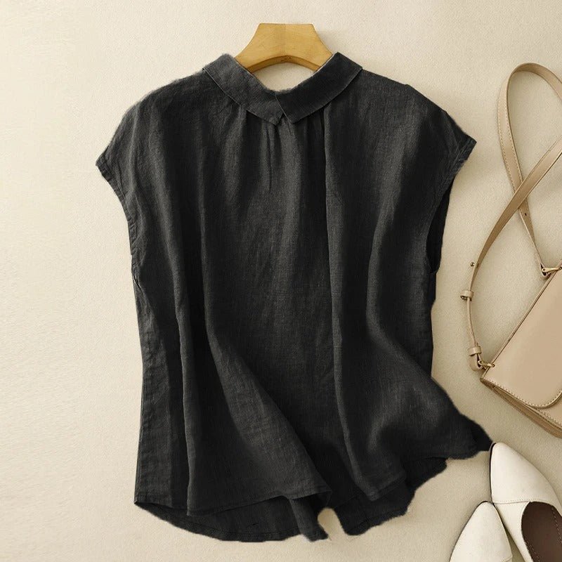 Effortless Elegance Linen Blouse™ — Unleash Quiet Confidence That Turns Heads Everywhere (Black XS) - | Zavonix
