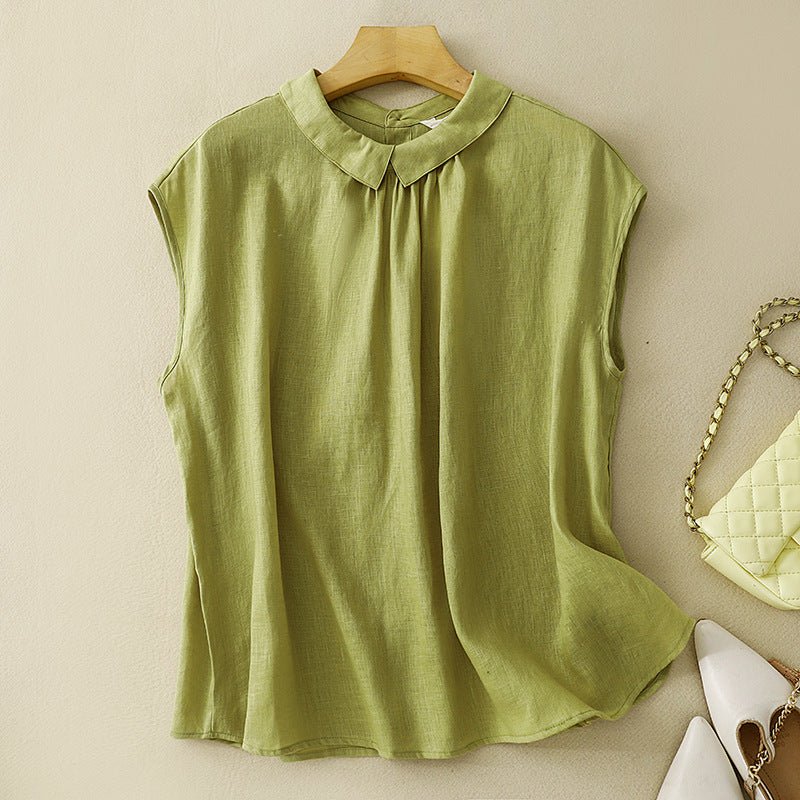 Effortless Elegance Linen Blouse™ — Unleash Quiet Confidence That Turns Heads Everywhere (Green XS) - | Zavonix