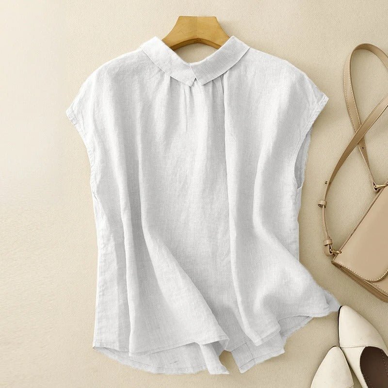 Effortless Elegance Linen Blouse™ — Unleash Quiet Confidence That Turns Heads Everywhere (White XS) - | Zavonix