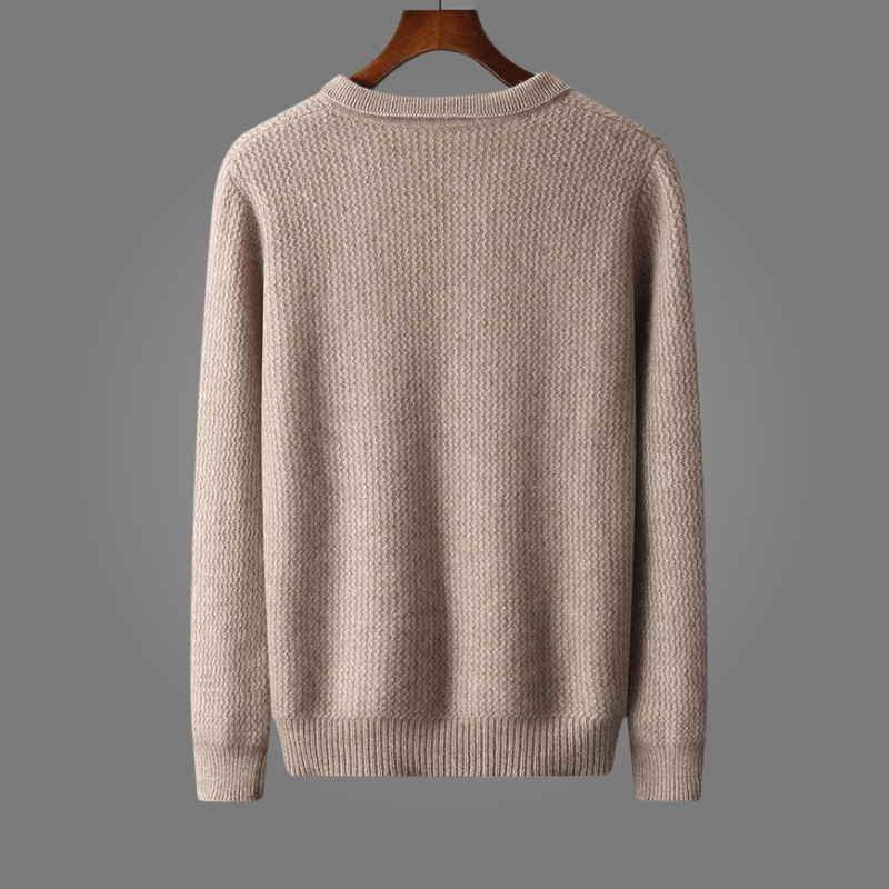 Elanor — Merino Wool Sweater with Tailored Fit and Open Collar (Camel S) - | Zavonix