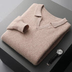 Elanor — Merino Wool Sweater with Tailored Fit and Open Collar (Camel S) - | Zavonix