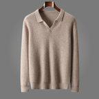Elanor — Merino Wool Sweater with Tailored Fit and Open Collar (Orange S) - | Zavonix