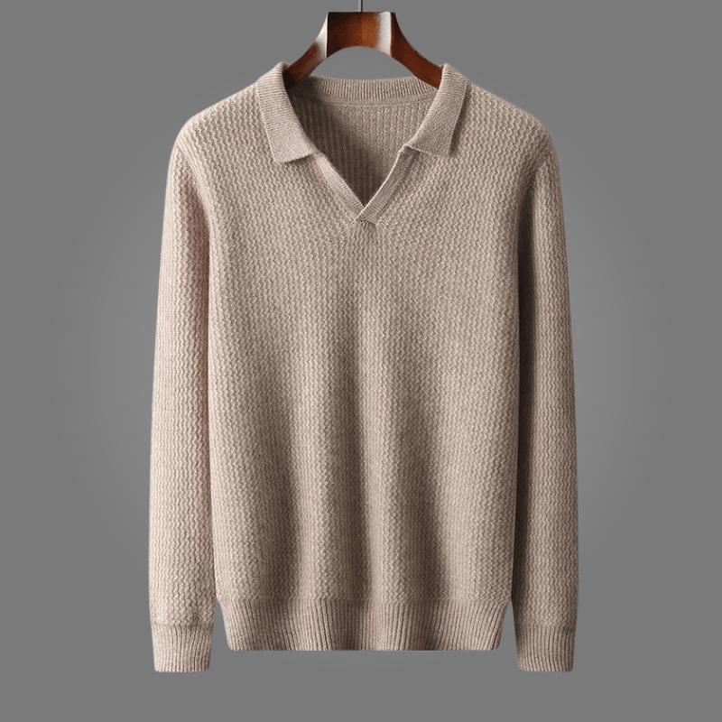 Elanor — Merino Wool Sweater with Tailored Fit and Open Collar (Orange S) - | Zavonix