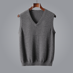 Elara Cashmere Vest — Soft 100% Cashmere with Tailored V - Neck Fit (Dark Gray XS) - | Zavonix