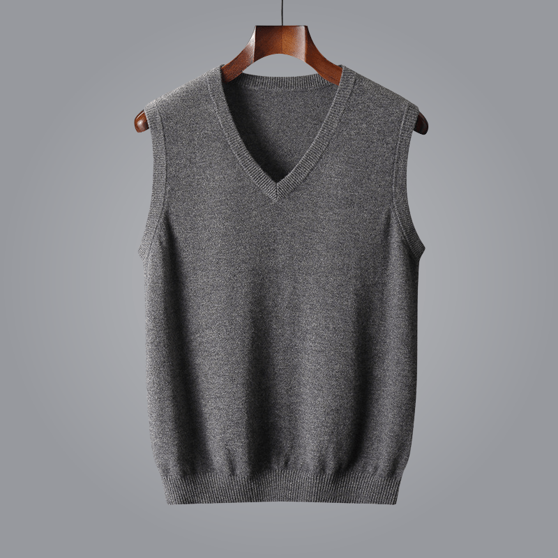 Elara Cashmere Vest — Soft 100% Cashmere with Tailored V - Neck Fit (Dark Gray XS) - | Zavonix