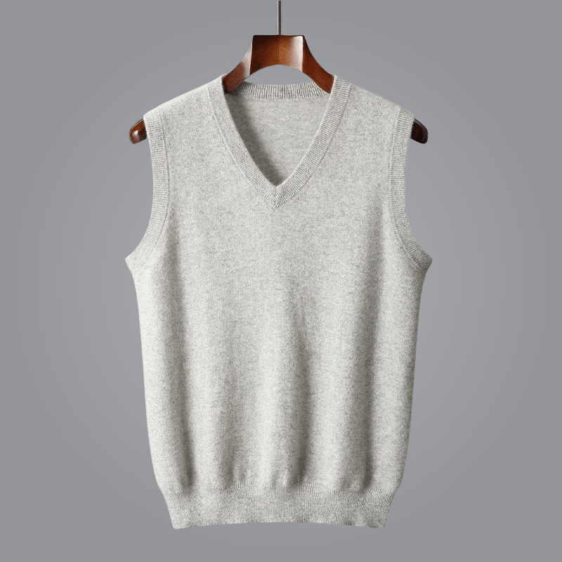 Elara Cashmere Vest — Soft 100% Cashmere with Tailored V - Neck Fit (Dark Gray XS) - | Zavonix