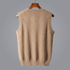 Elara Cashmere Vest — Soft 100% Cashmere with Tailored V - Neck Fit (Camel XS) - | Zavonix