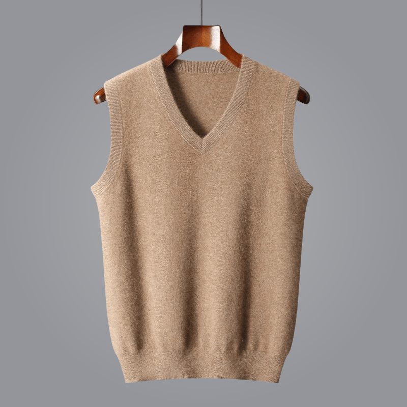 Elara Cashmere Vest — Soft 100% Cashmere with Tailored V - Neck Fit (Dark Gray XS) - | Zavonix