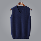 Elara Cashmere Vest — Soft 100% Cashmere with Tailored V - Neck Fit (Navy Blue XS) - | Zavonix