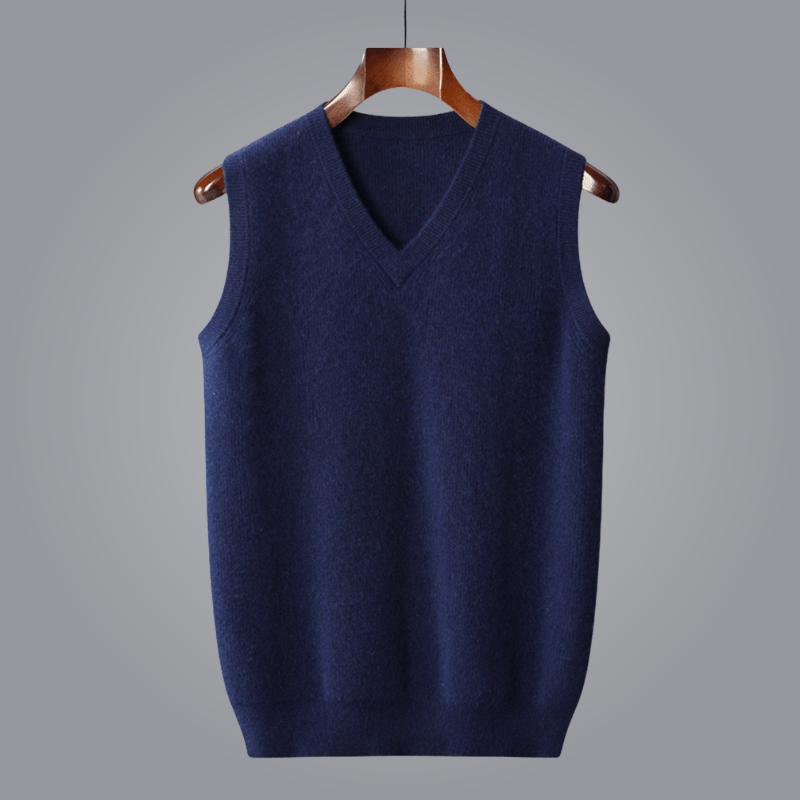 Elara Cashmere Vest — Soft 100% Cashmere with Tailored V - Neck Fit (Navy Blue XS) - | Zavonix