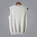Elara Cashmere Vest — Soft 100% Cashmere with Tailored V - Neck Fit (Light Gray XS) - | Zavonix