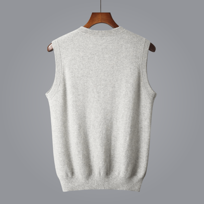Elara Cashmere Vest — Soft 100% Cashmere with Tailored V - Neck Fit (Light Gray XS) - | Zavonix