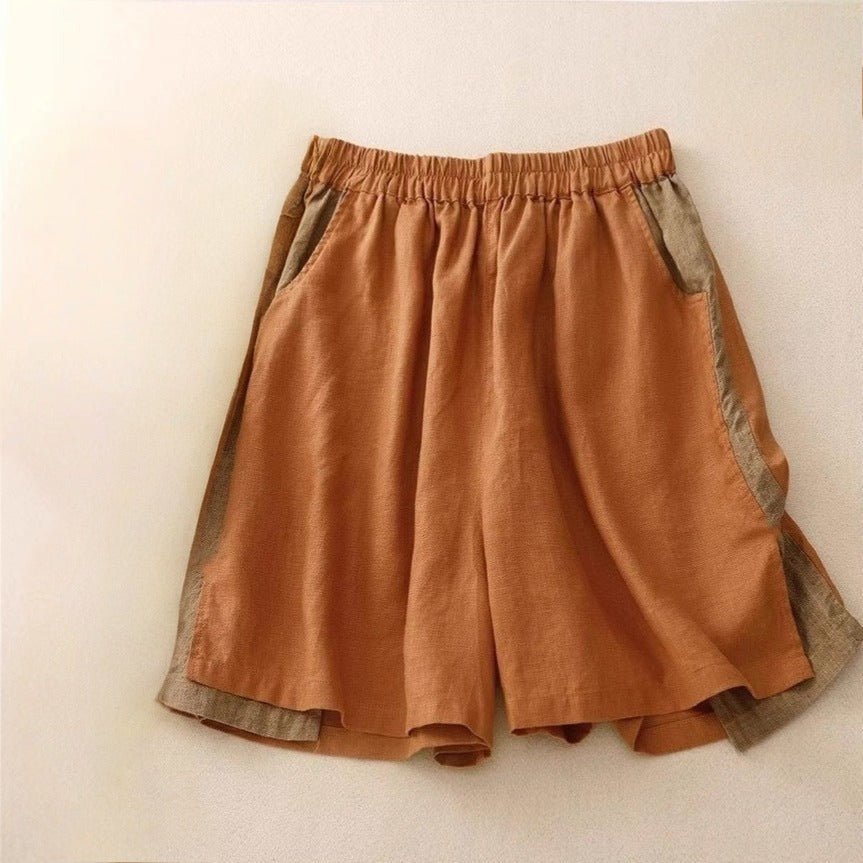 Elara — Lightweight Tailored Linen Shorts with Modern Fit (Brown XS) - | Zavonix