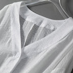 Elara Linen Blouse — Breathable Relaxed Fit Top with Batwing Sleeves (Black XS) - | Zavonix