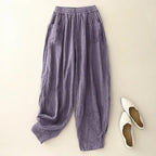 Elara Linen Pants — Lightweight Breathable Trousers with Oversized Pockets (Beige XS) - | Zavonix