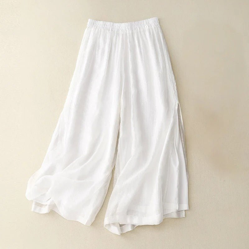 Elara Linen Pants — Minimalist Relaxed Fit for Timeless Comfort (White XS) - | Zavonix