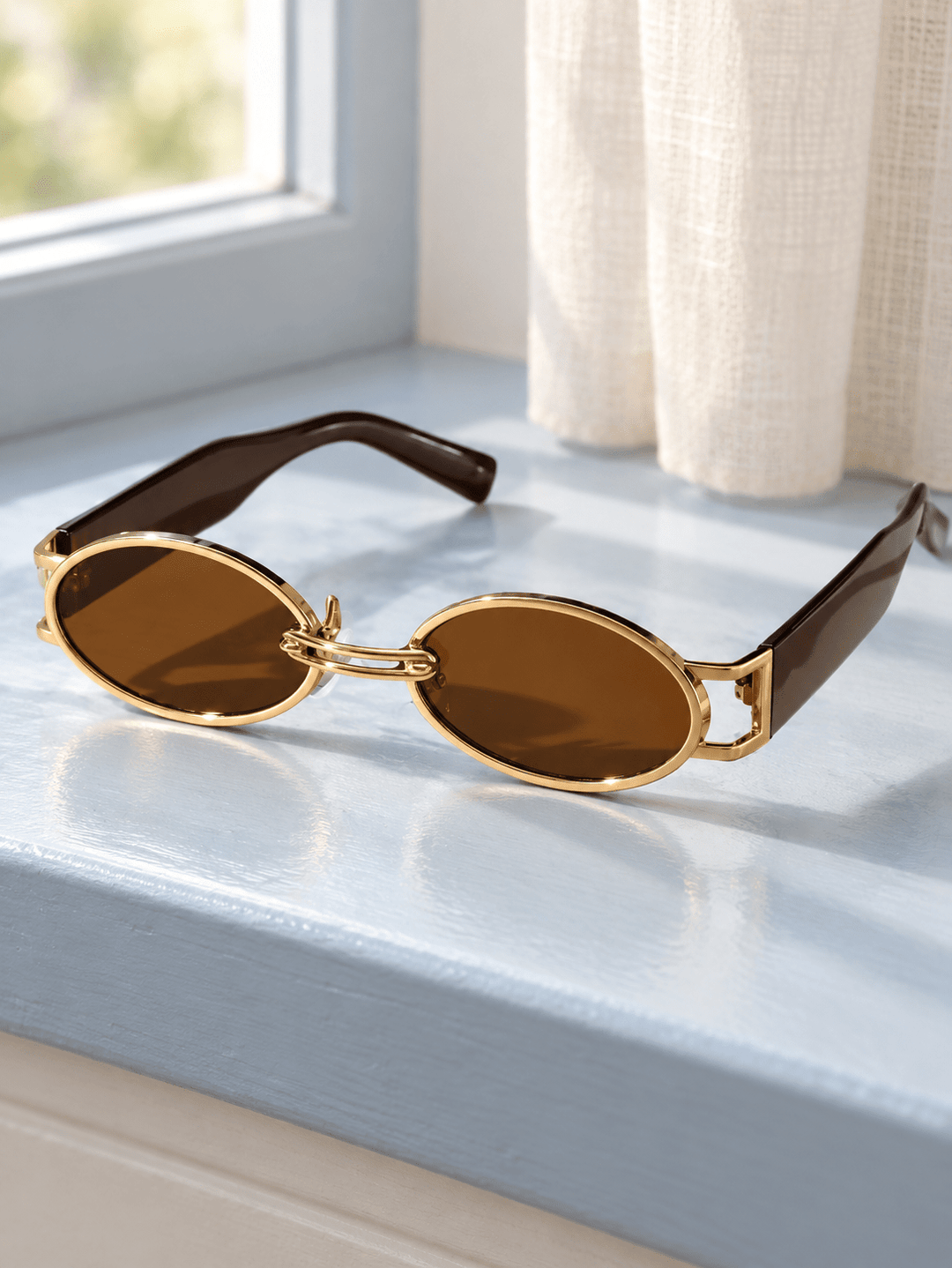 Elara Oval Sunglasses Dark Brown image 6