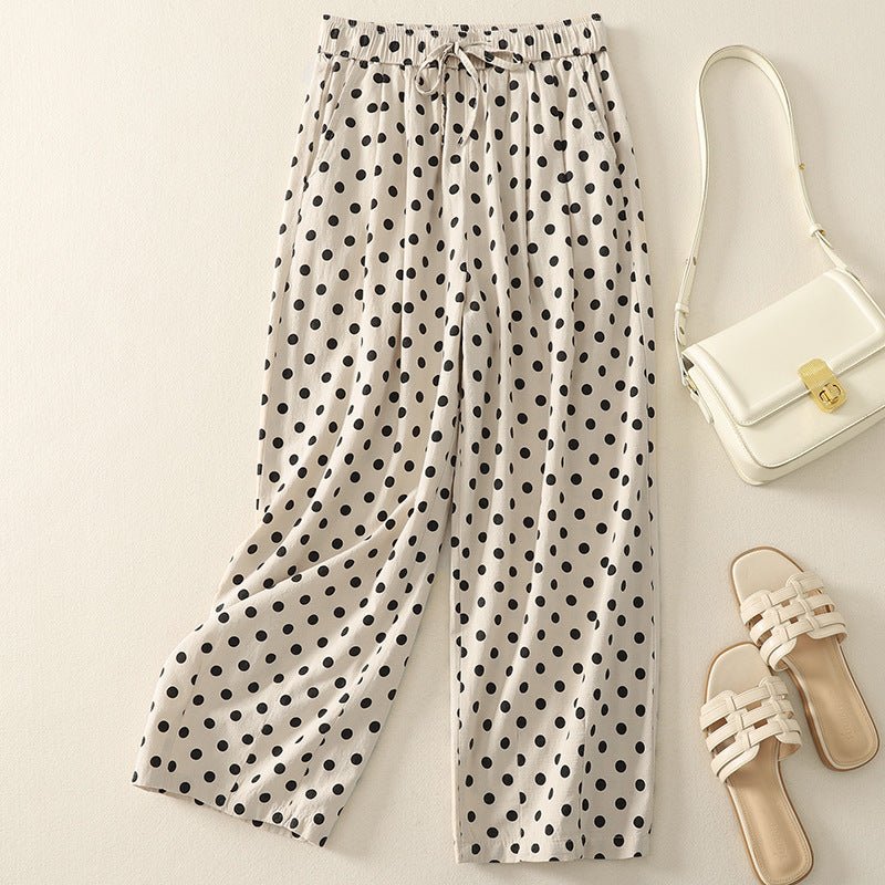 Elara Pants — Breathable Cotton Linen Casual Pants with Gathered Waistband (White XS) - | Zavonix