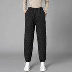 Elara Quilted Insulated Pants — Warm Soft Fabric with Diamond Stitching (Black XS) - | Zavonix