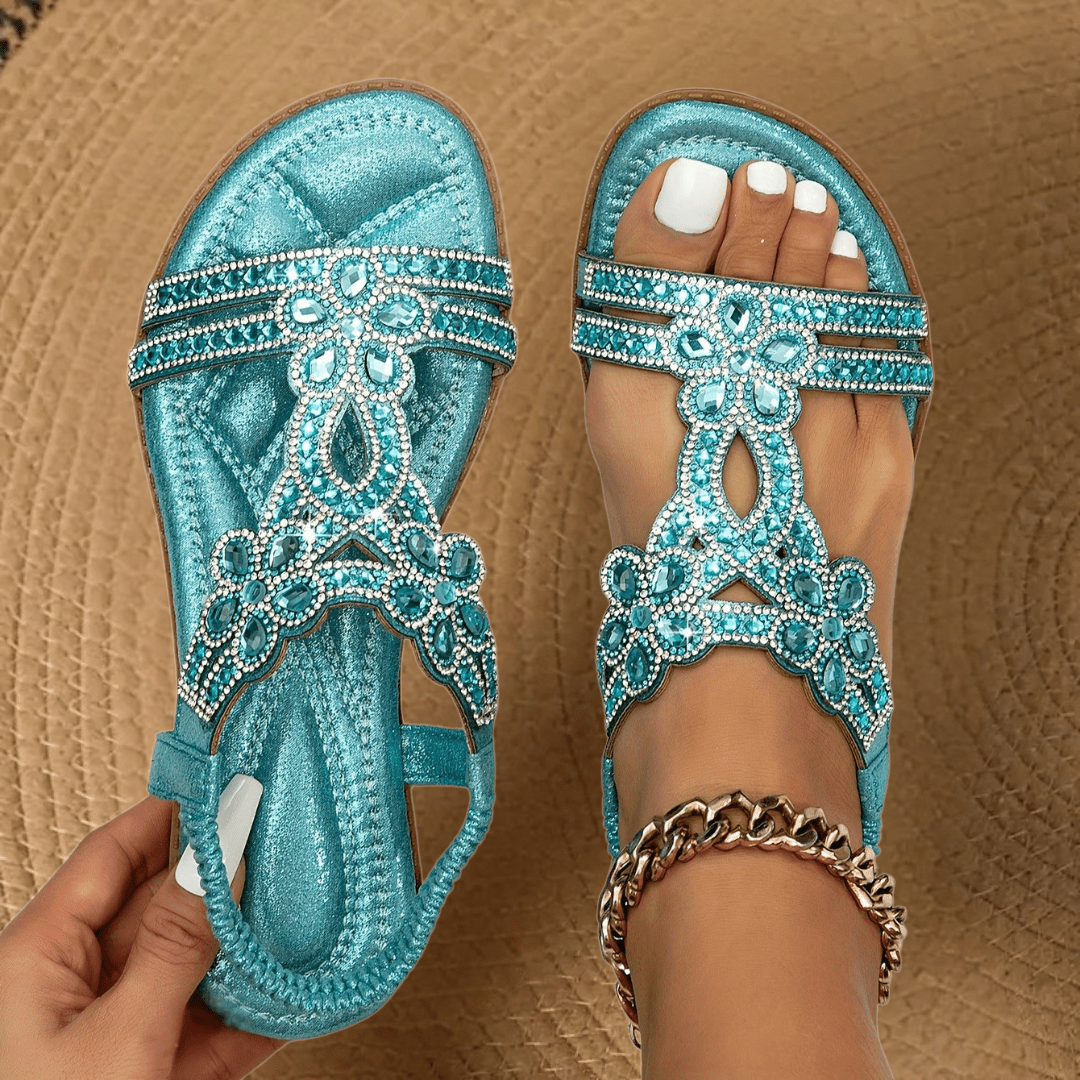 Elara Rhinestone T-Strap Sandals product image 1