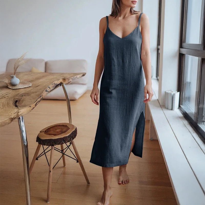 Elara Sleeveless Maxi Dress (Blue S) - Women Dress | Zavonix