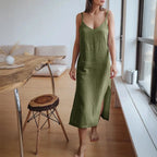 Elara Sleeveless Maxi Dress (Green S) - Women Dress | Zavonix