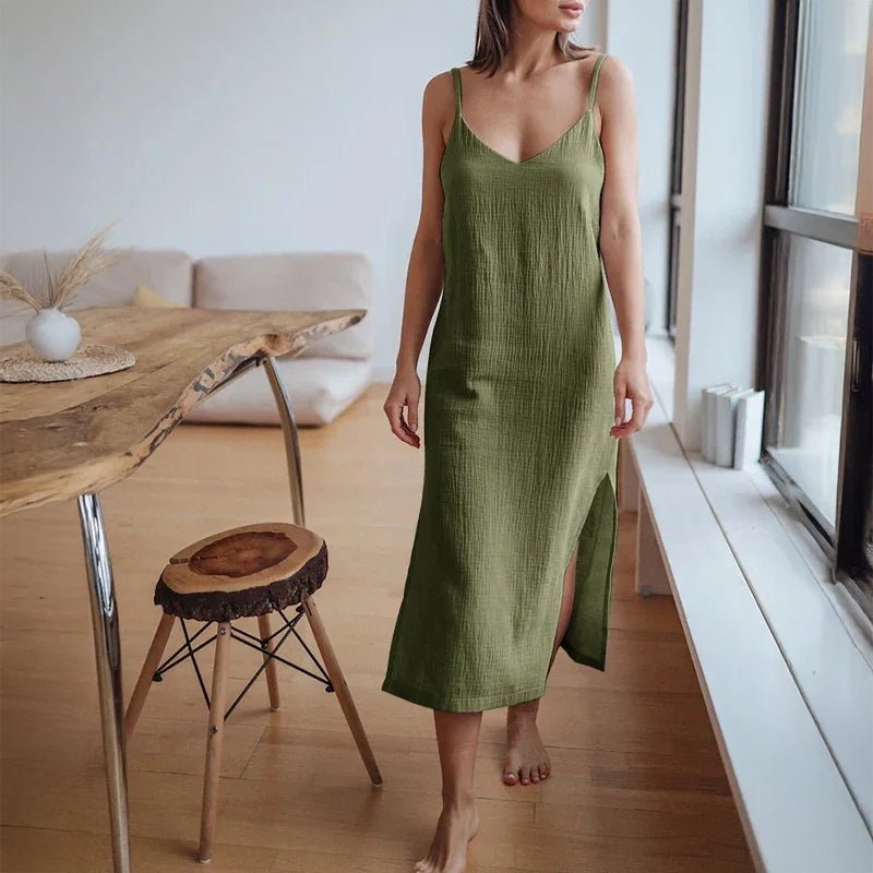 Elara Sleeveless Maxi Dress (Green S) - Women Dress | Zavonix