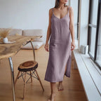 Elara Sleeveless Maxi Dress (Purple S) - Women Dress | Zavonix