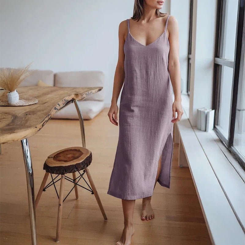 Elara Sleeveless Maxi Dress (Purple S) - Women Dress | Zavonix