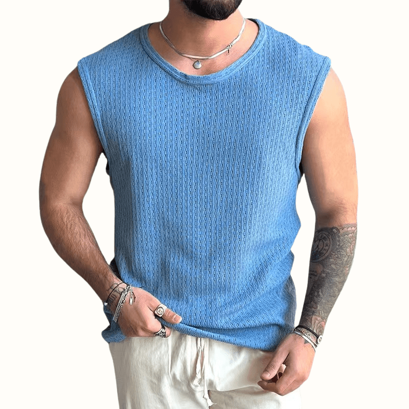 Elara Tank Top — Breathable Open - Knit Summer Shirt for Comfort (Sky Blue S) - | Zavonix