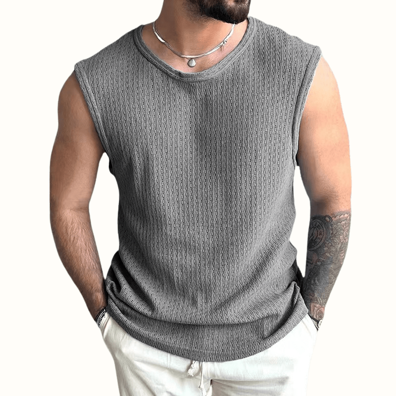 Elara Tank Top — Breathable Open - Knit Summer Shirt for Comfort (Gray S) - | Zavonix