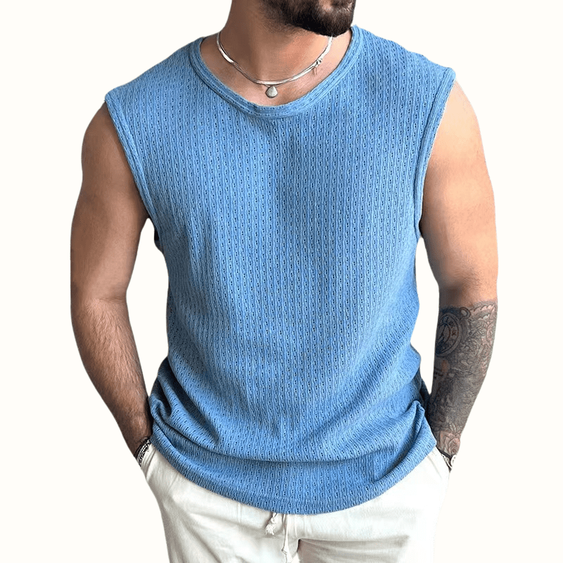 Elara Tank Top — Breathable Open - Knit Summer Shirt for Comfort (Gray S) - | Zavonix