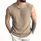Elara Tank Top — Breathable Open - Knit Summer Shirt for Comfort (Khaki S) - | Zavonix