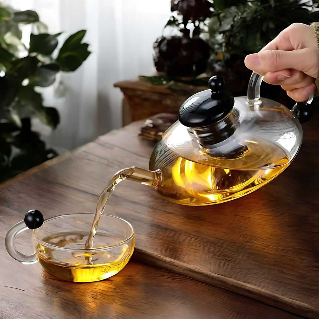 ElaraPure™ Filtration Teapot Set with Matching Cups – 600ml Heat-Resistant Glass 3