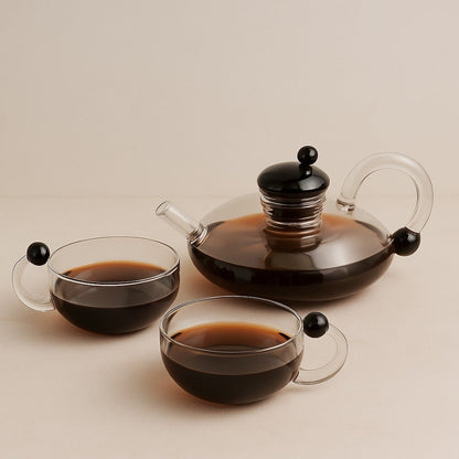 ElaraPure™ Filtration Teapot Set with Matching Cups – 600ml Heat-Resistant Glass 0