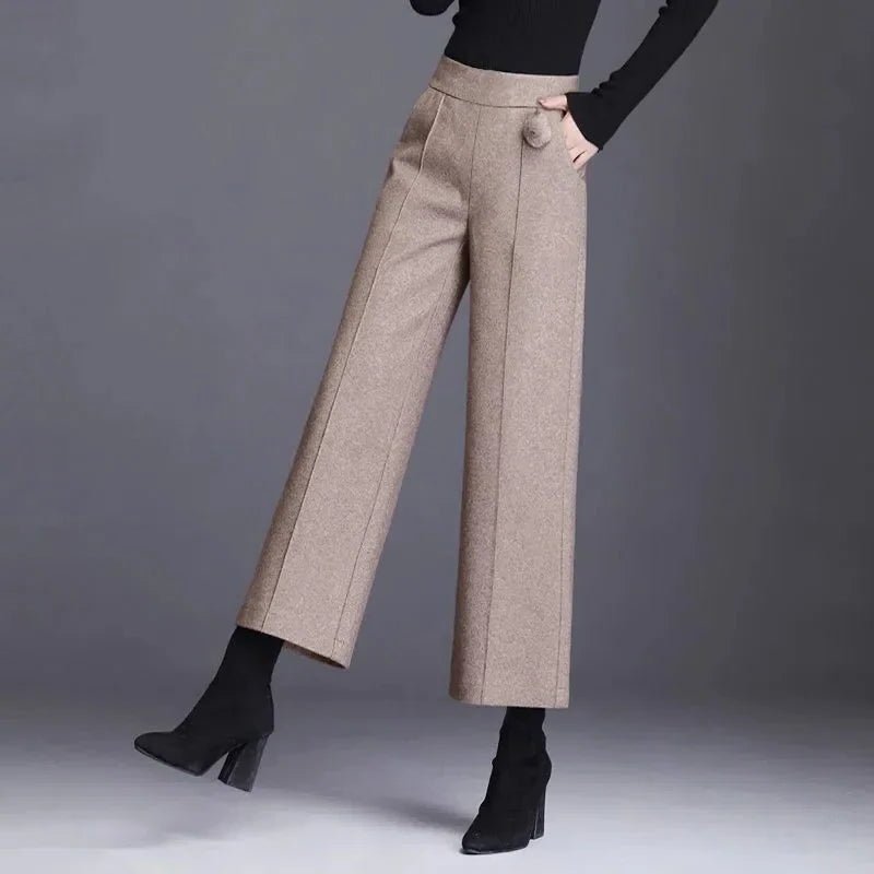 Elaris Woolpants — High - Waist Tailored Wool Trousers with Relaxed Fit (Camel XS) - | Zavonix