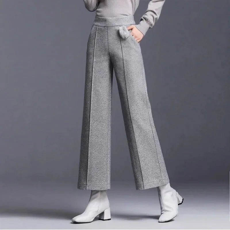 Elaris Woolpants — High - Waist Tailored Wool Trousers with Relaxed Fit (Gray XS) - | Zavonix