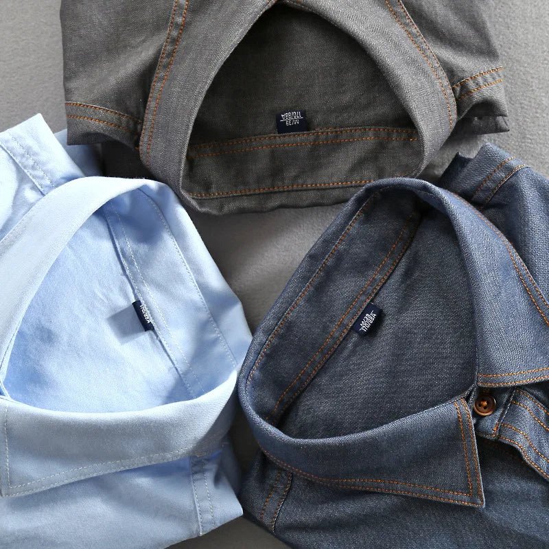 Elden — Vintage Italian Cotton Shirt with Dual Chest Pockets (Light Blue S) - | Zavonix