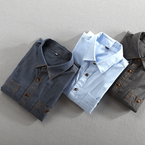 Elden — Vintage Italian Cotton Shirt with Dual Chest Pockets (Light Blue S) - | Zavonix