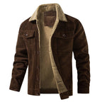 Eldrin — Corduroy Sherpa Jacket with Buttoned Chest Pockets (Brown XS) - | Zavonix
