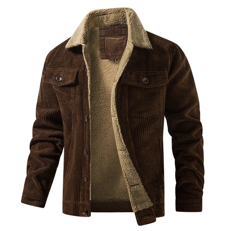 Eldrin — Corduroy Sherpa Jacket with Buttoned Chest Pockets (Brown XS) - | Zavonix