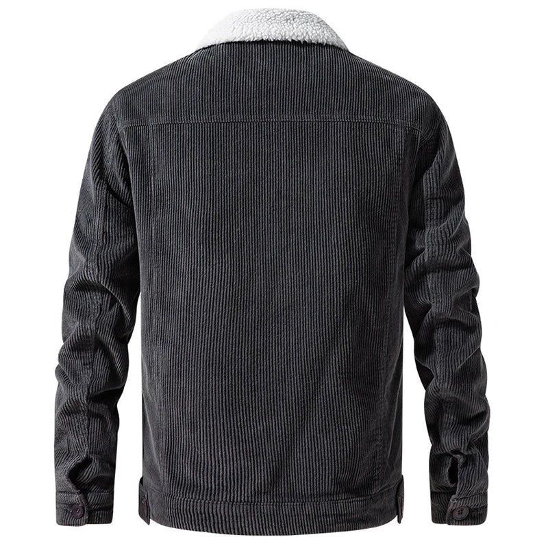 Eldrin — Corduroy Sherpa Jacket with Buttoned Chest Pockets (Gray XS) - | Zavonix