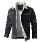 Eldrin — Corduroy Sherpa Jacket with Buttoned Chest Pockets (Black XS) - | Zavonix