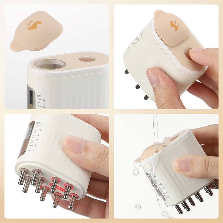Electric Scalp Oil Application Wand | Scalp Massager with Red Light Therapy &amp; Vibration | Hair Growth &amp; Care, IPX5 (Advanced scalp massager &amp; hair oil applicator ) - Scalp massager | Zavonix
