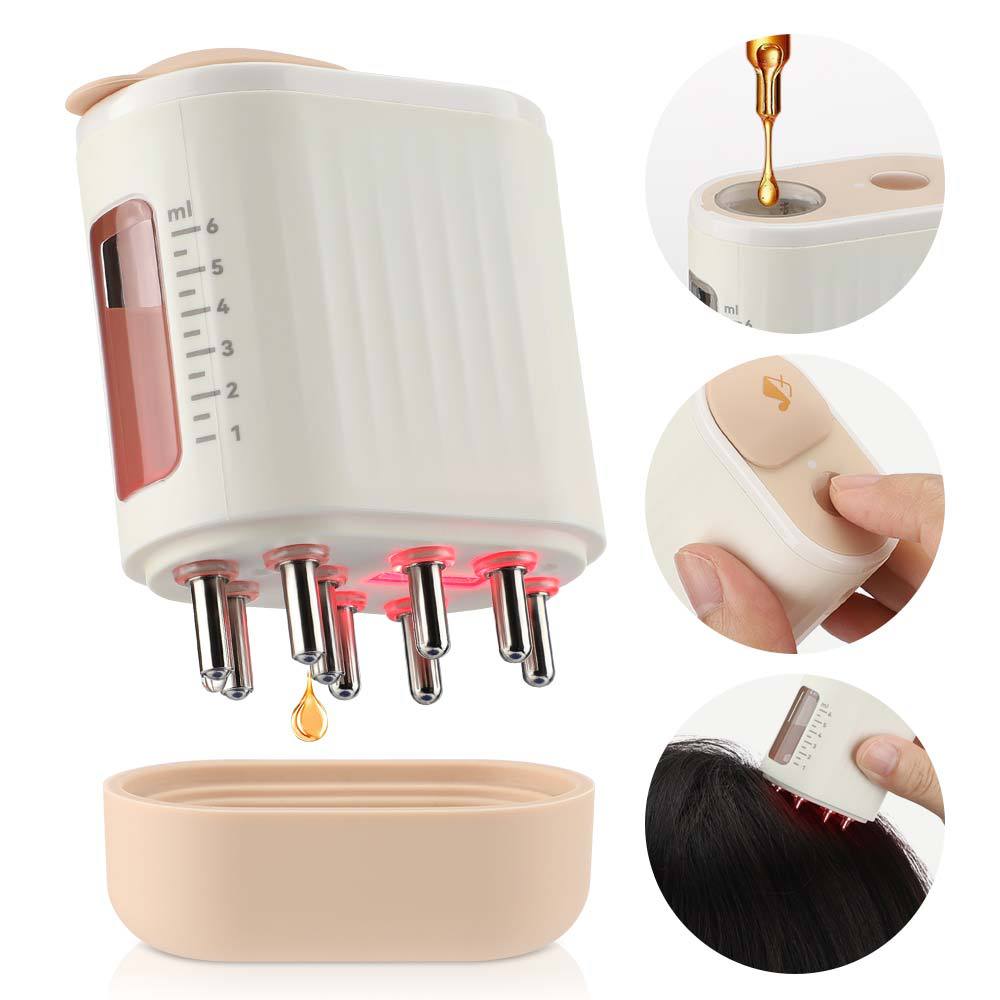 Electric Scalp Oil Application Wand | Scalp Massager with Red Light Therapy & Vibration | Hair Growth & Care, IPX5 (Advanced scalp massager & hair oil applicator ) - Scalp massager | Zavonix