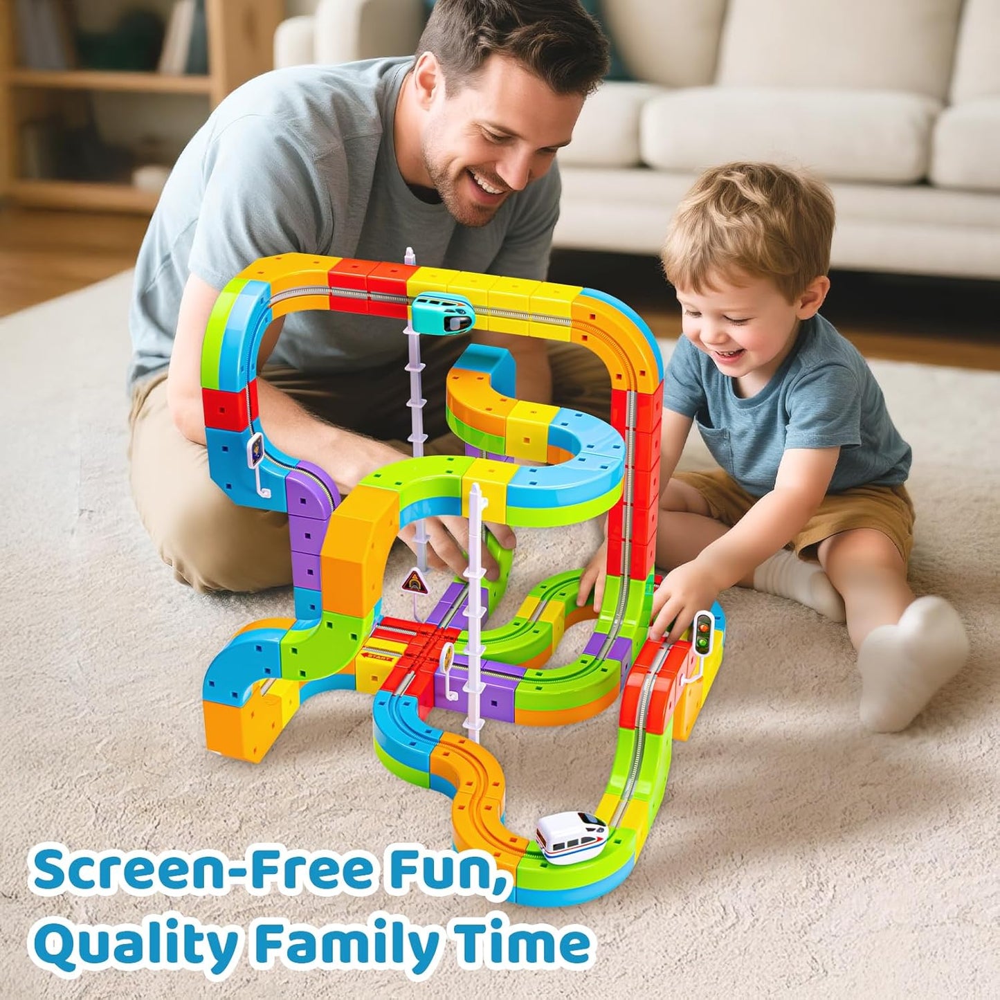 Electric Track Car Toy | Magnetic Modular Track | Gravity Defying Design | Kids Play Set
